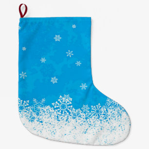 Grande Chaussette De Noël Bouche de Noël bleu neige