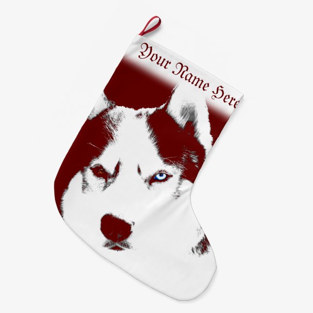 Grande Chaussette De Noël Bouchon de Noël Husky Stocking Chien personnalisé  (Devant (Accrochage))