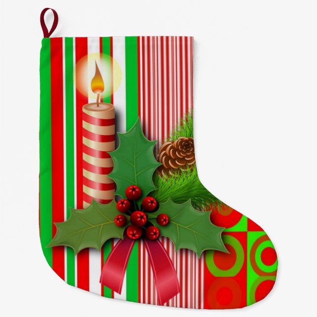 Grande Chaussette De Noël Bougie de Noël, Bougie de Noël (Devant)