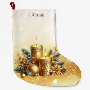 Grande Chaussette De Noël Bougies d'or Noël Stockage de Noël