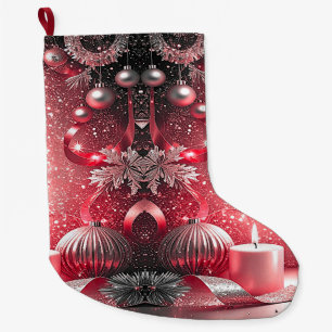 Grande Chaussette De Noël Bougies rouges Bougies décoratives Noël