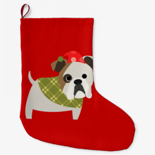 Grande Chaussette De Noël Bouledogue de Noël