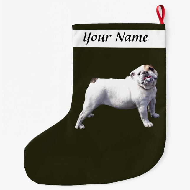 Grande Chaussette De Noël Bouledogue Fier (Dos)