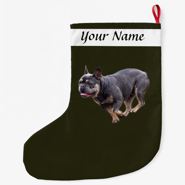 Grande Chaussette De Noël Bouledogue français en course (Dos)