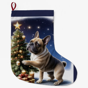 Grande Chaussette De Noël Bouledogue français Noël arbre Bulldog