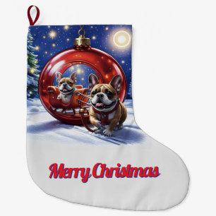 Grande Chaussette De Noël Bouledogue français Noël French Bulldog