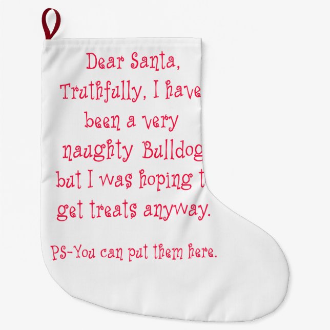 Grande Chaussette De Noël Bouledogue vilain (Devant)