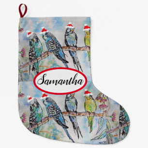 Grande Chaussette De Noël Boutique Budgie Budgies Oiseaux Boutiques de Noël