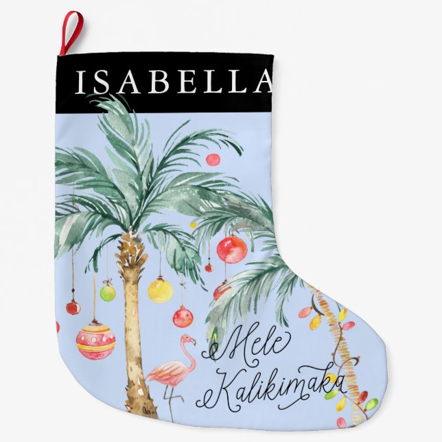 Grande Chaussette De Noël Boutique de Noël personnalisée Mele Kalikimaka (Devant)