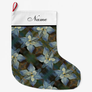 Grande Chaussette De Noël Boutique de Noël personnalisée - Poinsettias bleue