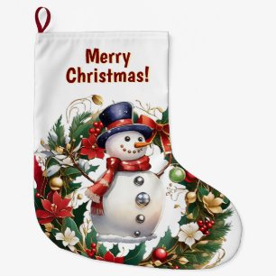Grande Chaussette De Noël Boutique de Noël Snowman personnalisable