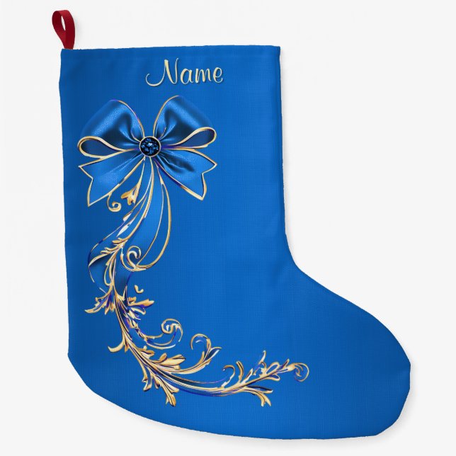 Grande Chaussette De Noël Boutique de vacances Blue Gold (Devant)