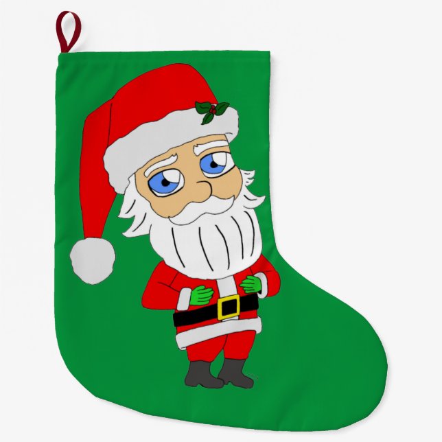 Grande Chaussette De Noël bouton chibi santa claus (Devant)
