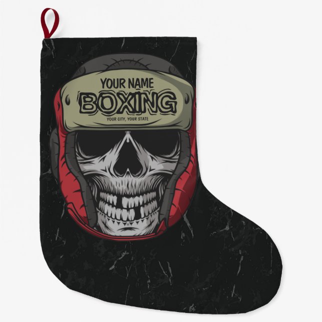 Grande Chaussette De Noël Boxer Fight Club Skeleton Boxer Gym (Devant)