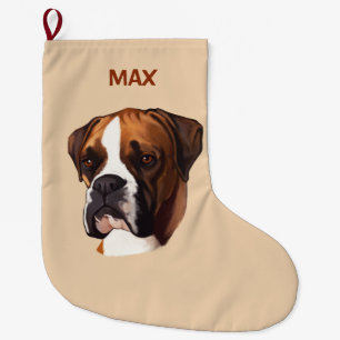 Grande Chaussette De Noël Boxeur en portrait