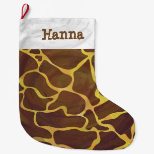 Grande Chaussette De Noël Brun et jaune de girafe