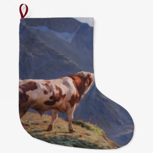 Grande Chaussette De Noël Bull dans les Alpes (par Eugène Burnand)