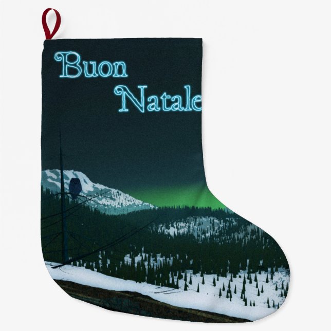 Grande Chaussette De Noël Buon Natale - Soirée silencieuse (Devant)