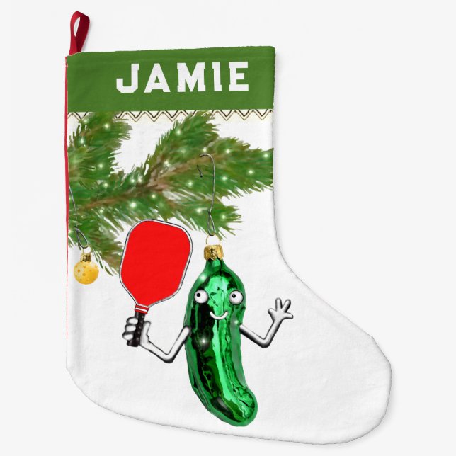 Grande Chaussette De Noël Cadeau créatif de pickleball (Devant)