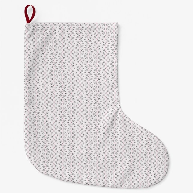 Grande Chaussette De Noël Cadeau de chat | Motif de chat mignon Arrière - pl (Devant)