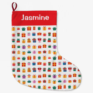Grande Chaussette De Noël Cadeau de Noël Coloré Simple Personnalisable