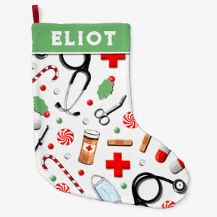 Grande Chaussette De Noël Cadeau de Noël pour médecin Stoc de Noël grand