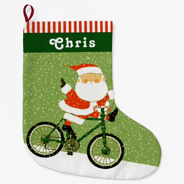 Grande Chaussette De Noël Cadeau de vacances de cyclisme (Devant)