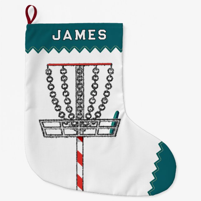 Grande Chaussette De Noël Cadeau de vacances de golf sur disque (Devant)