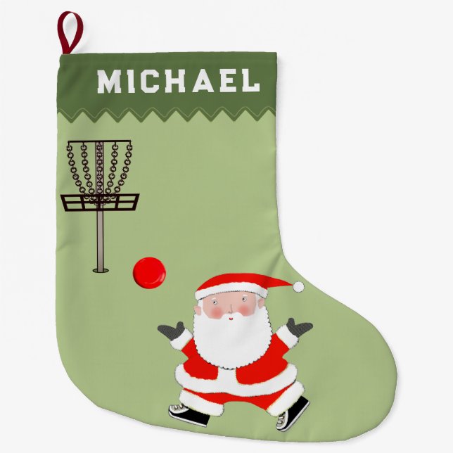 Grande Chaussette De Noël Cadeau de vacances de golf sur disque (Devant)