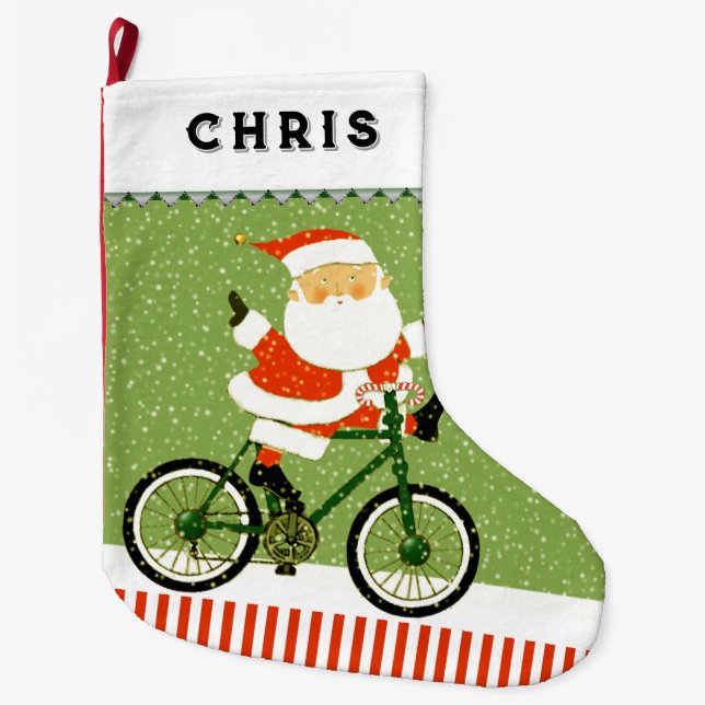 Grande Chaussette De Noël Cadeau de vacances de vélo cyclable (Devant)