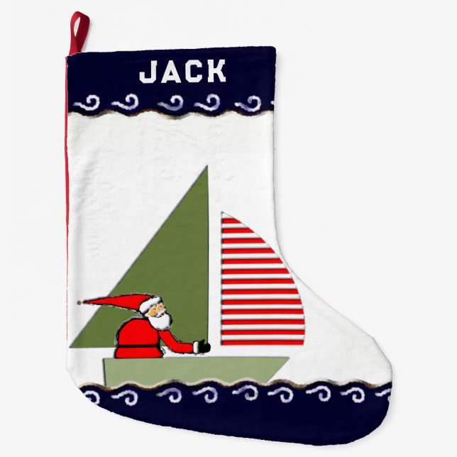Grande Chaussette De Noël Cadeau de vacances de voile (Devant)