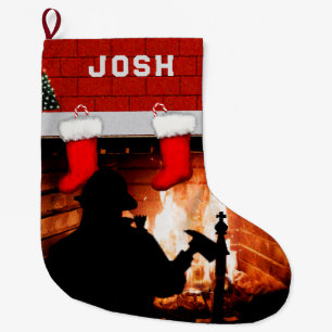 Grande Chaussette De Noël Cadeau de vacances Fireman