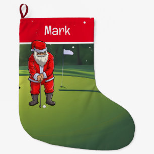 Grande Chaussette De Noël Cadeaux de Noël de golf avec le Père Noël