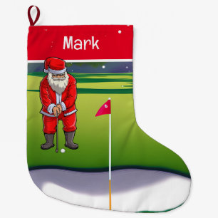 Grande Chaussette De Noël Cadeaux de Noël de golf avec le Père Noël