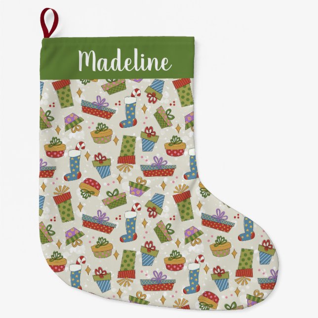 Grande Chaussette De Noël Cadeaux de Noël mignons (Devant)