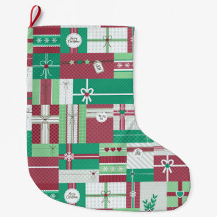 Grande Chaussette De Noël Cadeaux de Noël mosaïque xmas design