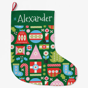 Grande Chaussette De Noël Cadeaux de Noël rétro personnalisés Stocking