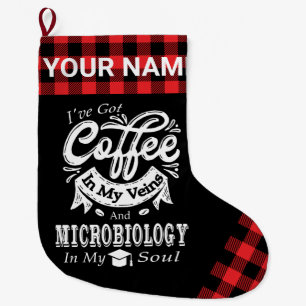 Grande Chaussette De Noël Café De Microbiologie Personnalisé Dans Mes Veines