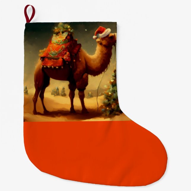 Grande Chaussette De Noël Camel de Noël 1 (Devant)