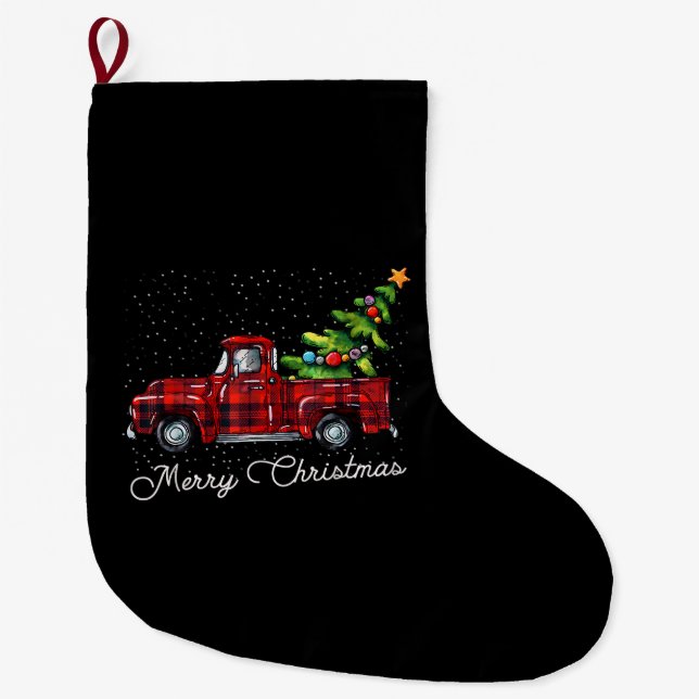Grande Chaussette De Noël Camion de ramassage de Buffalo Rouge avec char de  (Devant)