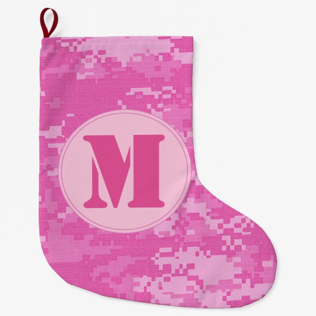 Grande Chaussette De Noël Camo Camouflag de Noël de l'armée rose (Devant)