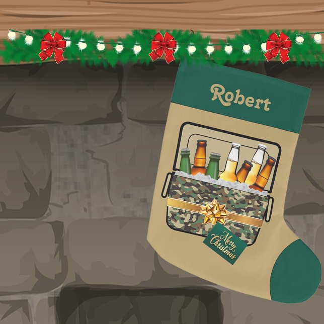 Grande Chaussette De Noël Camo Ice Chest Avec Bière Joyeux Noël Personnalisé (Créateur téléchargé)