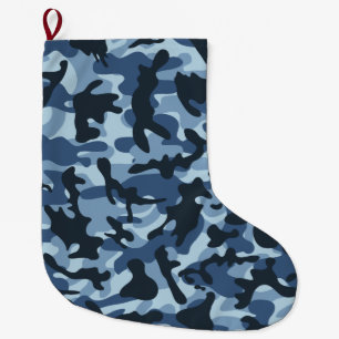 Grande Chaussette De Noël Camouflage bleu