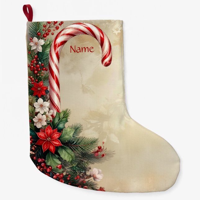Grande Chaussette De Noël Candy Cane Christmas Holiday Stocking (Devant)