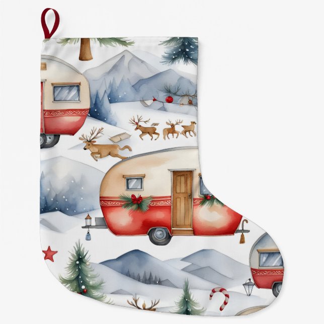 Grande Chaussette De Noël Caravan de Noël  (Devant)