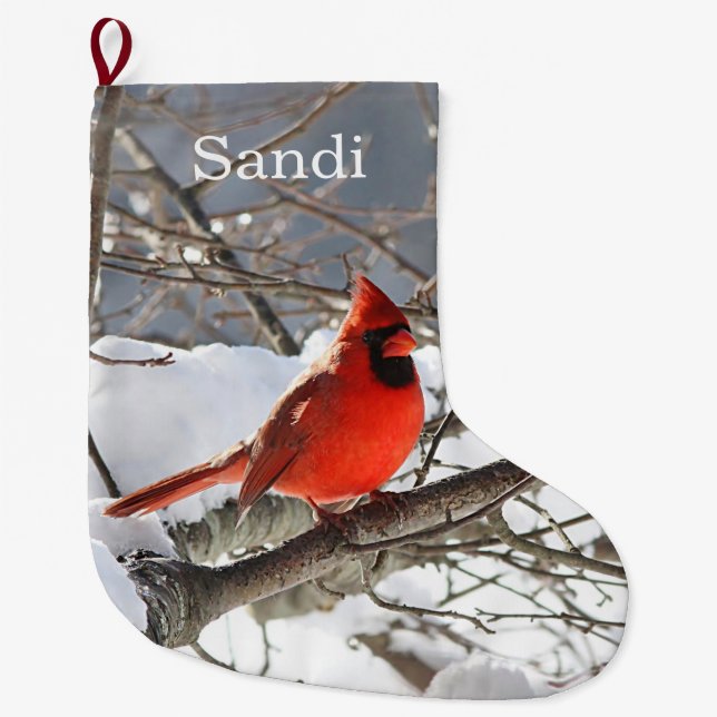 Grande Chaussette De Noël Cardinal du nord (Devant)