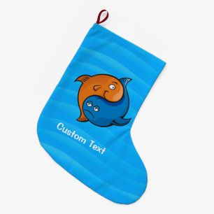 Grande Chaussette De Noël Caricature de poisson Yin Yang