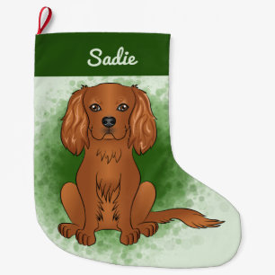 Grande Chaussette De Noël Carlin Cavalier King Charles Spaniel Ruby de coule