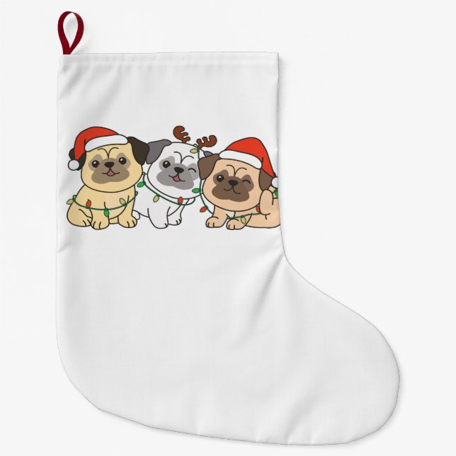 Grande Chaussette De Noël Carlin Noël Animaux Chiens De Vacances (Devant)