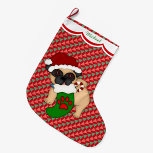 Grande Chaussette De Noël Carlin  Puppy Motif personnalisé